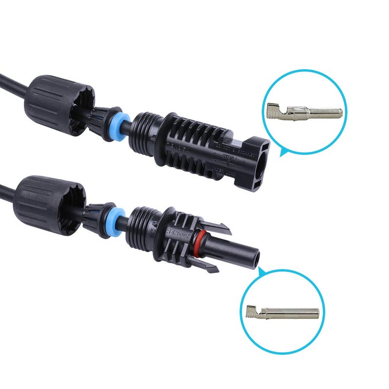 Renogy 20FT 10AWG Solar Panel Extension Cable with Male and Female Connectors, 20Ft. 10AWG, 1 Pair (Red and Black) - Image 4